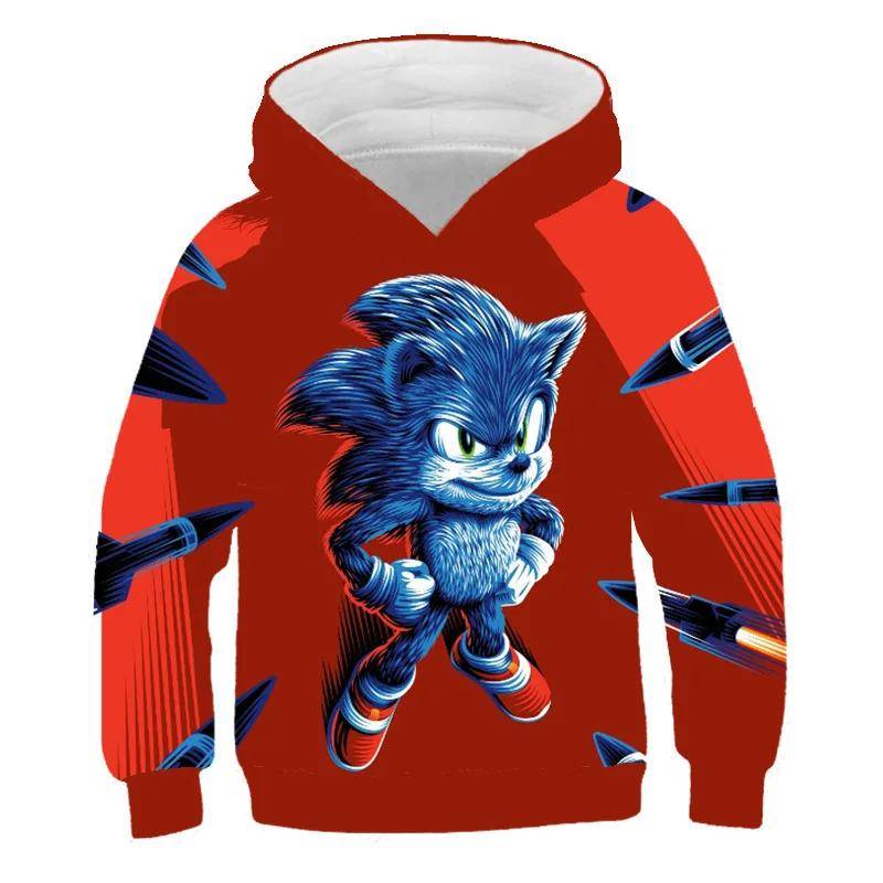 2025 Mode Sonic Hoodies für Kinder Jungen Mädchen Kinder Herbst Langarm Bedruckte Anime Sweatshirts Coole Oberteile T-Shirts Kinderkleidung 110 von Joom DACH