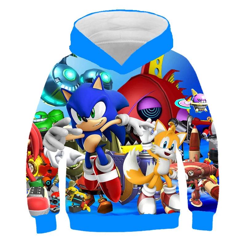 2025 Mode Sonic Hoodies für Kinder Jungen Mädchen Kinder Herbst Langarm Bedruckte Anime Sweatshirts Coole Oberteile T-Shirts Kinderkleidung 110 von Joom DACH