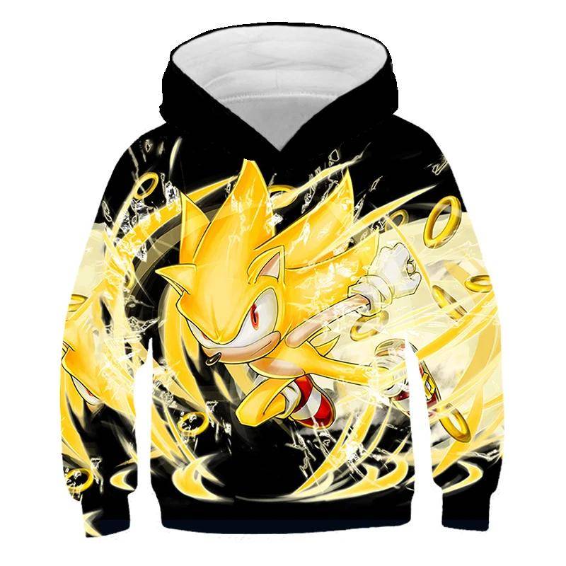 2025 Mode Sonic Hoodies für Kinder Jungen Mädchen Kinder Herbst Langarm Bedruckte Anime Sweatshirts Coole Oberteile T-Shirts Kinderkleidung 120 von Joom DACH