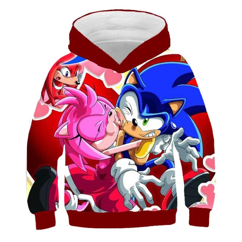 2025 Mode Sonic Hoodies für Kinder Jungen Mädchen Kinder Herbst Langarm Bedruckte Anime Sweatshirts Coole Oberteile T-Shirts Kinderkleidung 120 von Joom DACH