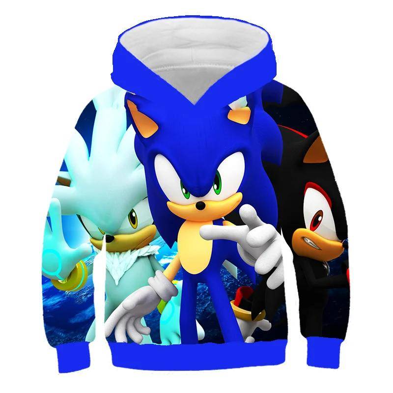 2025 Mode Sonic Hoodies für Kinder Jungen Mädchen Kinder Herbst Langarm Bedruckte Anime Sweatshirts Coole Oberteile T-Shirts Kinderkleidung 120 von Joom DACH