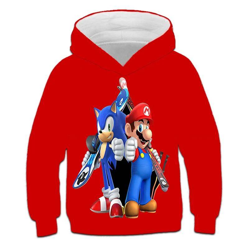 2025 Mode Sonic Hoodies für Kinder Jungen Mädchen Kinder Herbst Langarm Bedruckte Anime Sweatshirts Coole Oberteile T-Shirts Kinderkleidung 120 von Joom DACH