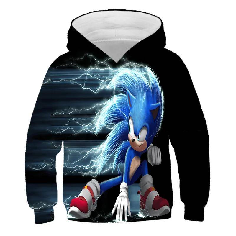 2025 Mode Sonic Hoodies für Kinder Jungen Mädchen Kinder Herbst Langarm Bedruckte Anime Sweatshirts Coole Oberteile T-Shirts Kinderkleidung 120 von Joom DACH