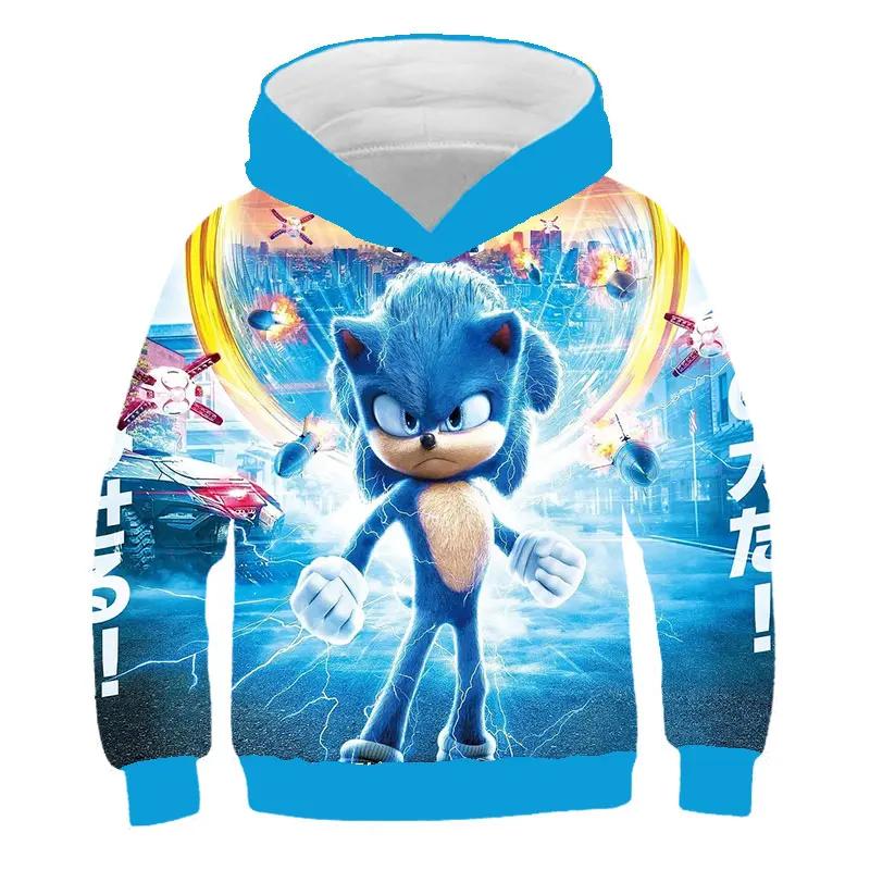 2025 Mode Sonic Hoodies für Kinder Jungen Mädchen Kinder Herbst Langarm Bedruckte Anime Sweatshirts Coole Oberteile T-Shirts Kinderkleidung 120 von Joom DACH