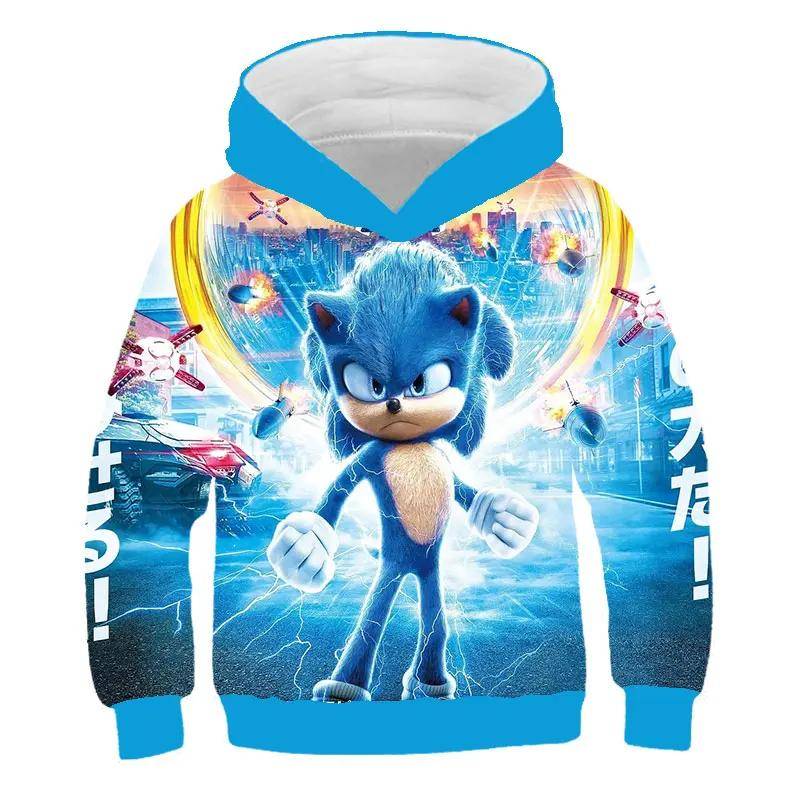 2025 Mode Sonic Hoodies für Kinder Jungen Mädchen Kinder Herbst Langarm Bedruckte Anime Sweatshirts Coole Oberteile T-Shirts Kinderkleidung 120 von Joom DACH