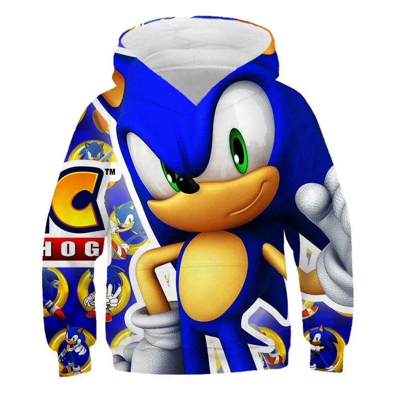 2025 Mode Sonic Hoodies für Kinder Jungen Mädchen Kinder Herbst Langarm Bedruckte Anime Sweatshirts Coole Oberteile T-Shirts Kinderkleidung 130 von Joom DACH