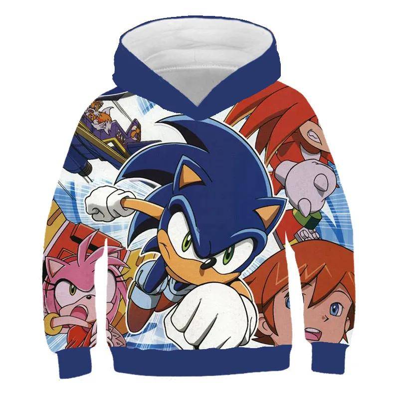 2025 Mode Sonic Hoodies für Kinder Jungen Mädchen Kinder Herbst Langarm Bedruckte Anime Sweatshirts Coole Oberteile T-Shirts Kinderkleidung 130 von Joom DACH