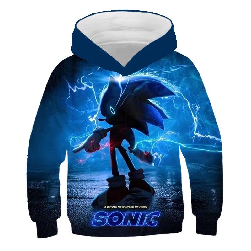 2025 Mode Sonic Hoodies für Kinder Jungen Mädchen Kinder Herbst Langarm Bedruckte Anime Sweatshirts Coole Oberteile T-Shirts Kinderkleidung 140 von Joom DACH