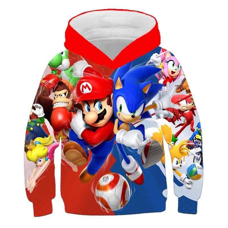 2025 Mode Sonic Hoodies für Kinder Jungen Mädchen Kinder Herbst Langarm Bedruckte Anime Sweatshirts Coole Oberteile T-Shirts Kinderkleidung 140 von Joom DACH