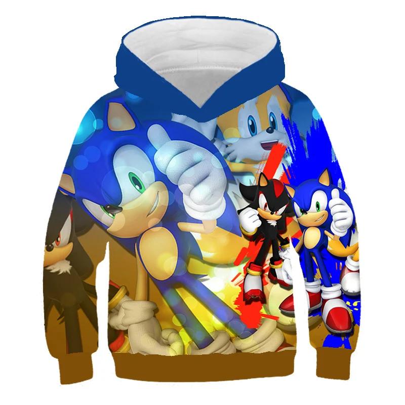 2025 Mode Sonic Hoodies für Kinder Jungen Mädchen Kinder Herbst Langarm Bedruckte Anime Sweatshirts Coole Oberteile T-Shirts Kinderkleidung 150 von Joom DACH
