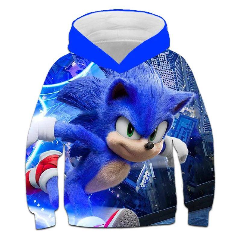 2025 Mode Sonic Hoodies für Kinder Jungen Mädchen Kinder Herbst Langarm Bedruckte Anime Sweatshirts Coole Oberteile T-Shirts Kinderkleidung 150 von Joom DACH