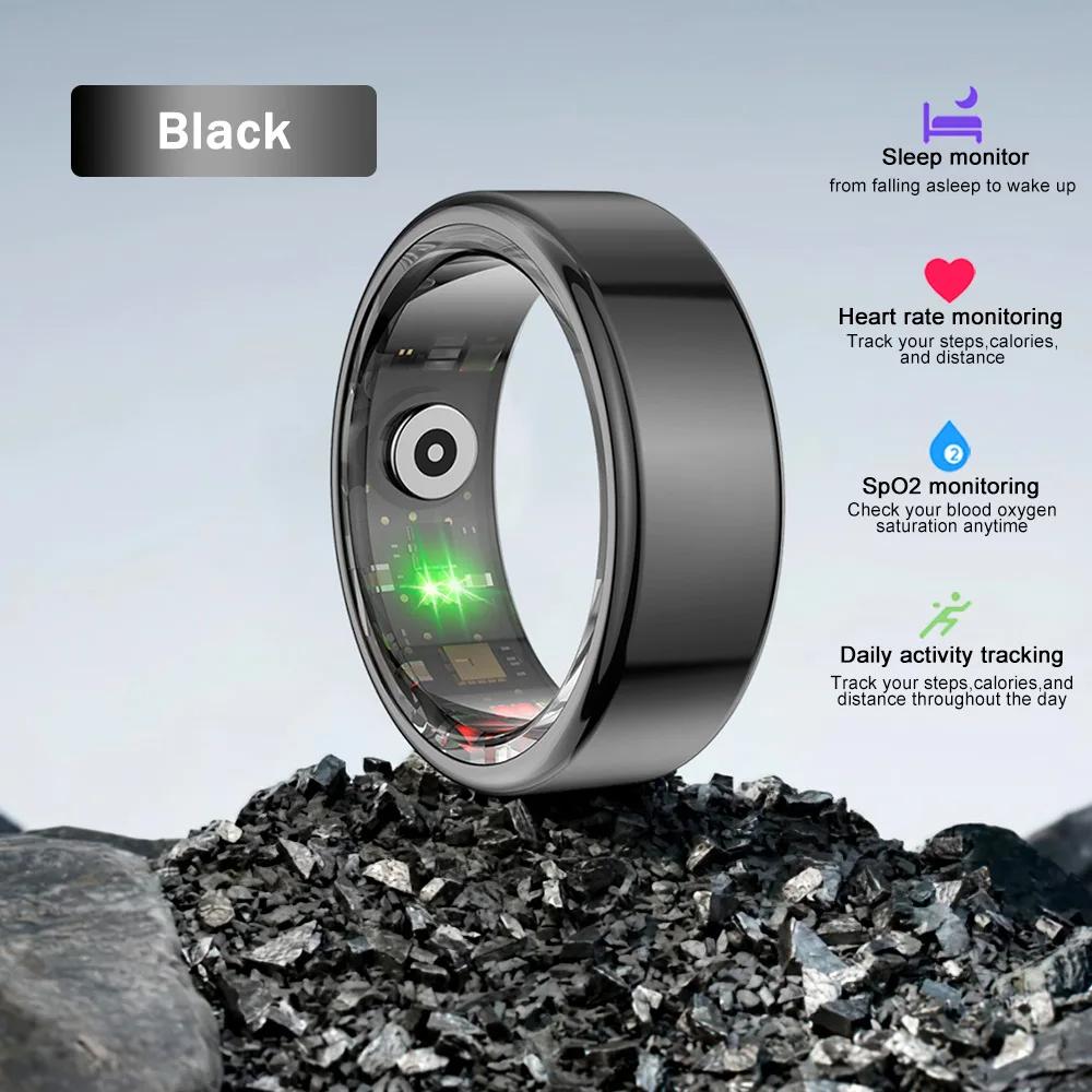 2025 NEU Smart Ring Multifunktionaler Schritt Gesundheitstracker Herzfrequenz Blutsauerstoffmonitor Wasserdicht Männer Frauen Schlaf Fitness 9 schwarz von Joom DACH