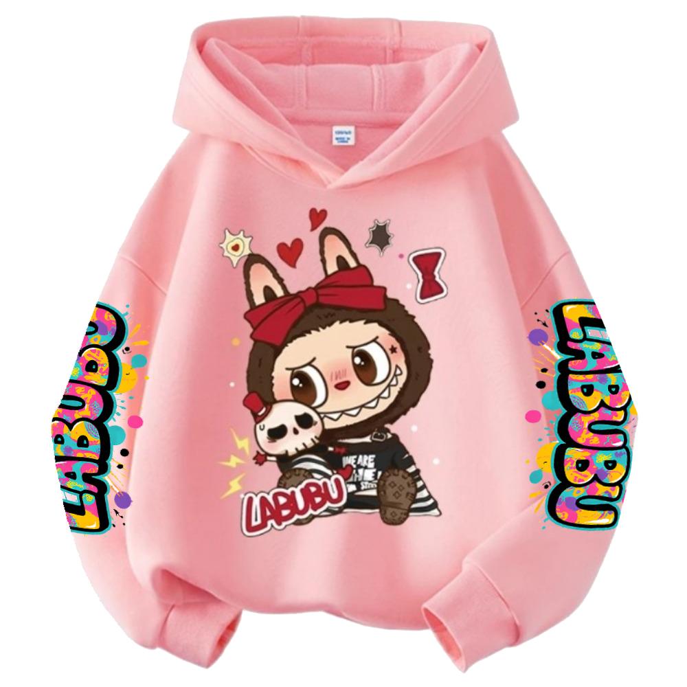 2025 Neu Labubu Cartoon Niedlich Kinder Hoodie Anime Sportbekleidung Mädchen Langarm Rollenspiel Sportbekleidung Freizeit Oberteil 140 von Joom DACH