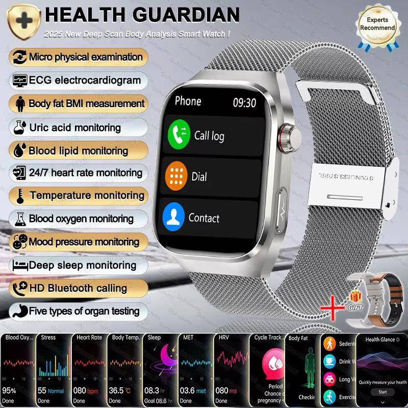 2025 Neue Damen Smartwatch mit BMI-Messung Menstruationszyklus EKG Herzfrequenz Blutsauerstoff Schlaf Fitness Tracker Smart Armband Silver Mesh Belt 2A von Joom DACH