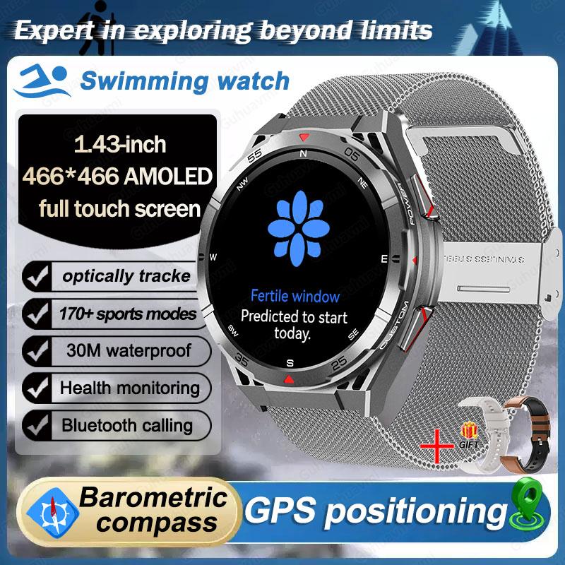 2025 Neue GPS Smartwatch Herren Bluetooth Anruf 100+Sport GPS Track Uhren Sprachassistent Wasserdichte Smartwatch Für Android IOS Mesh Belt 2A silber von Joom DACH