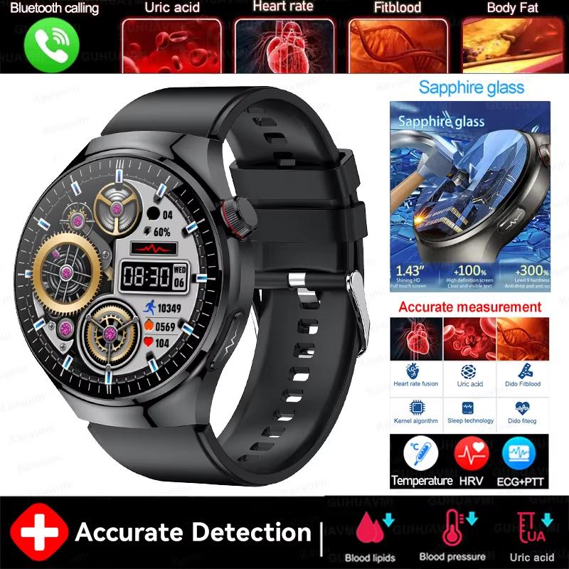 2025 Neue Genaue Blutfett Harnsäure Smartwatch Männer Frauen EKG+PPG Blutdruck Bluetooth Anruf Gesundheit Smartwatch black-silicone von Joom DACH