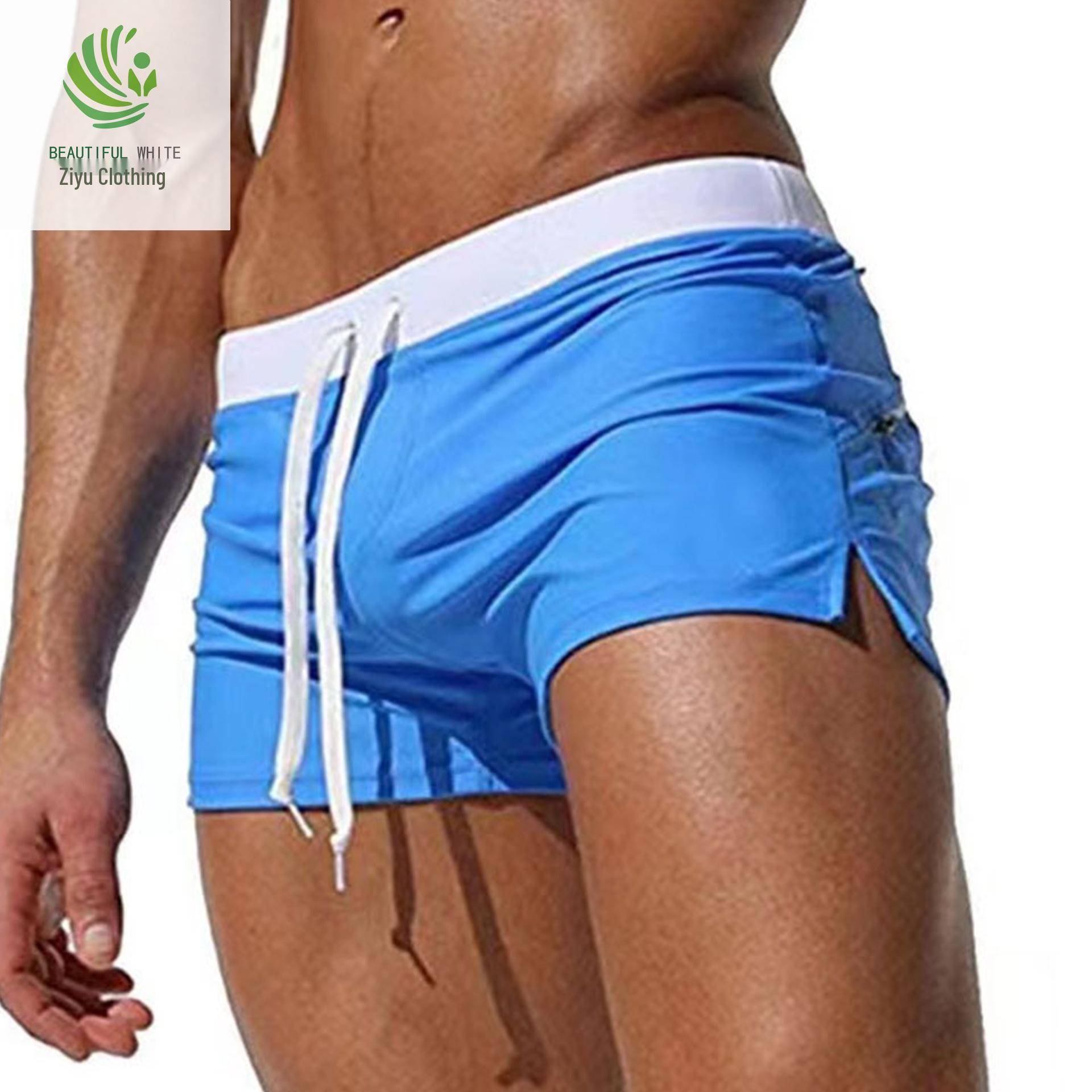 2025 Neue Herren Colorblock Stretch Strand Badehose Large blau von Joom DACH