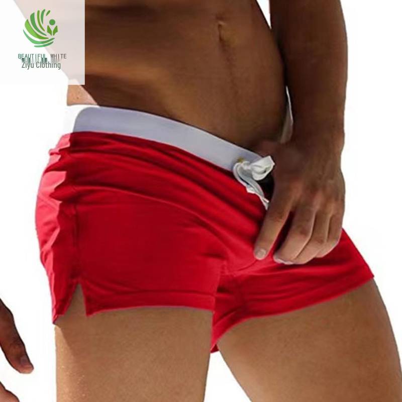 2025 Neue Herren Colorblock Stretch Strand Badehose Medium rot von Joom DACH