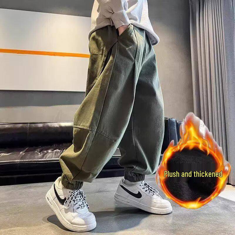2025 Neue Jungen Fleecegefütterte Sweatpants: Verdickte Freizeit-Sporthose für Frühling, Herbst und Winter 150 von Joom DACH