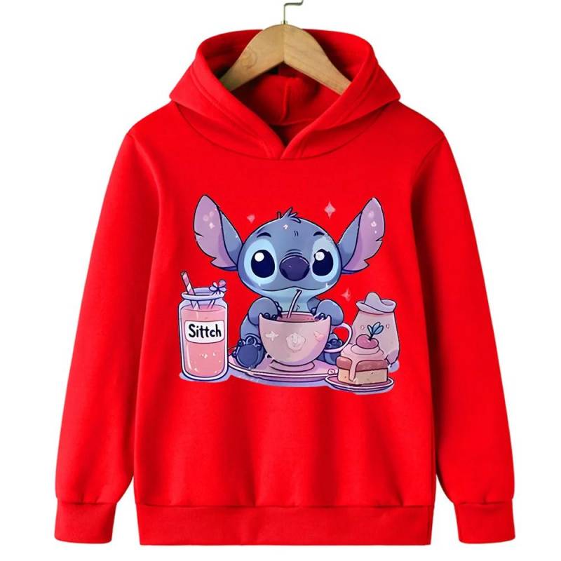 2025 Neue Kinder Sportbekleidung Stitch Bedruckter Hoodie für Jungen und Mädchen, Bezauberndes Multifunktionales Mode Herbst Weihnachts-Oberteil 140 von Joom DACH