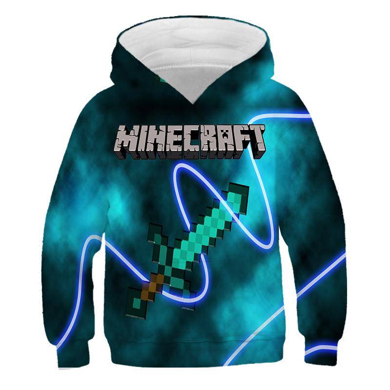 2025 Neue Minecraft Pop Hoodies Kinder T Hoodie Kawaii Zombie Cartoon Jungen und Mädchen Oberteile Kleidung 4 5 6 7 8 9-14 Jahre alt 7-8 Years von Joom DACH
