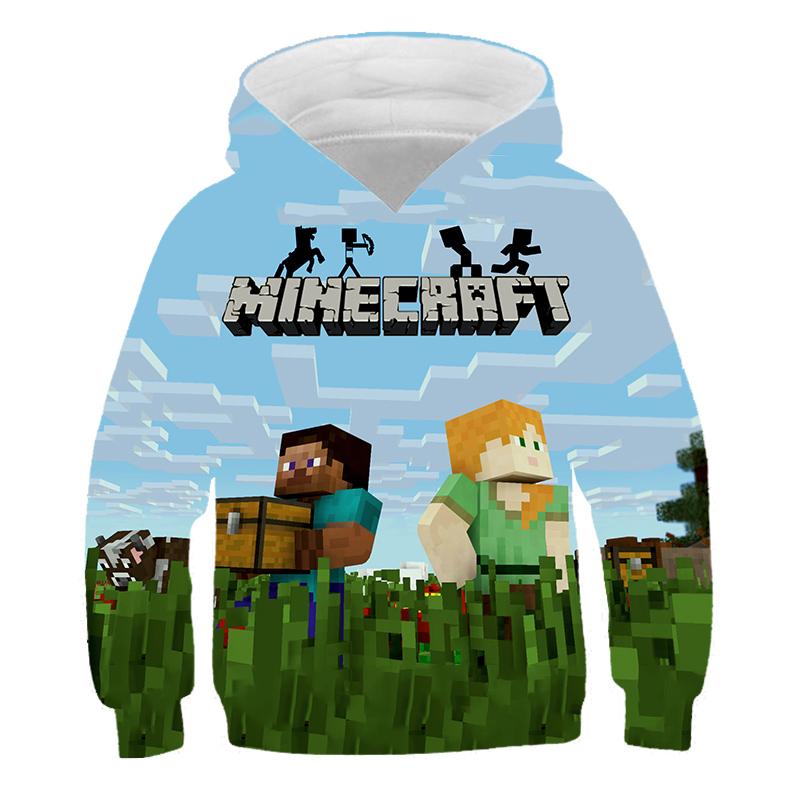 2025 Neue Minecraft Pop Hoodies Kinder T Hoodie Kawaii Zombie Cartoon Jungen und Mädchen Oberteile Kleidung 4 5 6 7 8 9-14 Jahre alt 7-8 Years von Joom DACH