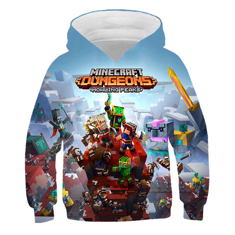 2025 Neue Minecraft Pop Hoodies Kinder T Hoodie Kawaii Zombie Cartoon Jungen und Mädchen Oberteile Kleidung 4 5 6 7 8 9-14 Jahre alt 7-8 Years von Joom DACH