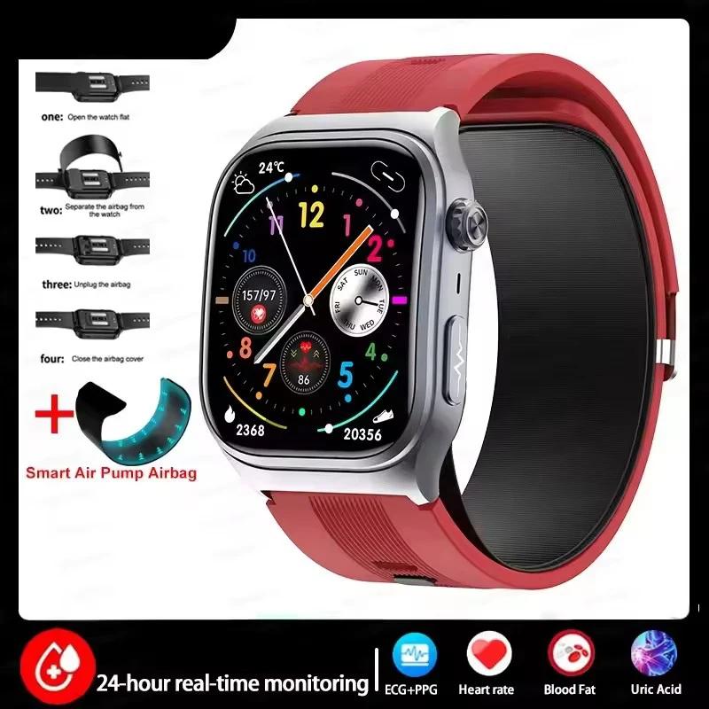 2025 Neue Saphirglas Luftpumpe Airbag Test Drei Hoch Smartwatches Herren EKG Herzfrequenz Blutdruck Gesundheits-Tracker Smartwatch rot von Joom DACH