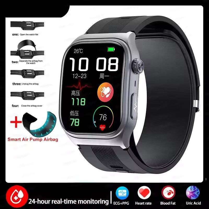 2025 Neue Saphirglas Luftpumpe Airbag Test Drei Hoch Smartwatches Herren EKG Herzfrequenz Blutdruck Gesundheits-Tracker Smartwatch schwarz von Joom DACH