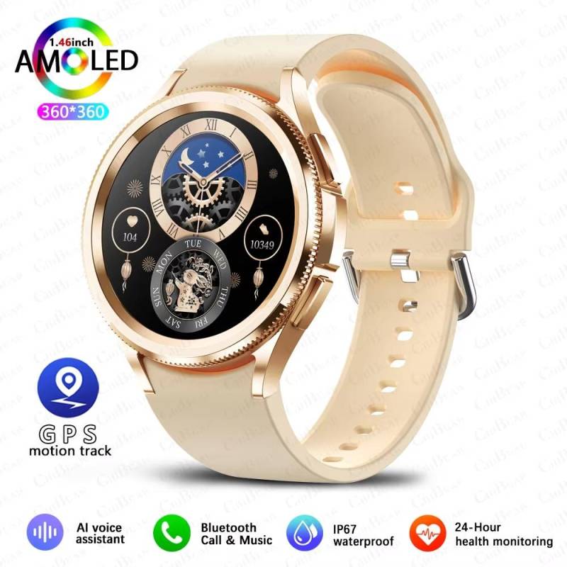 2025 Neue Uhr 6 Smartwatch AMOLED Always On Display Bluetooth-Anruf GPS NFC Smartwatch Herren Damengesundheit für Android IOS Silicone belt gold von Joom DACH