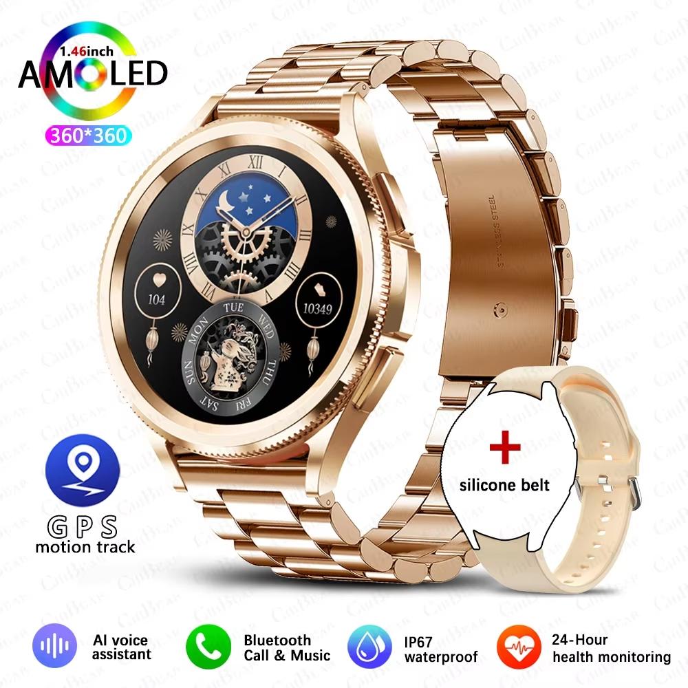 2025 Neue Uhr 6 Smartwatch AMOLED Always On Display Bluetooth-Anruf GPS NFC Smartwatch Herren Damengesundheit für Android IOS steel gold von Joom DACH