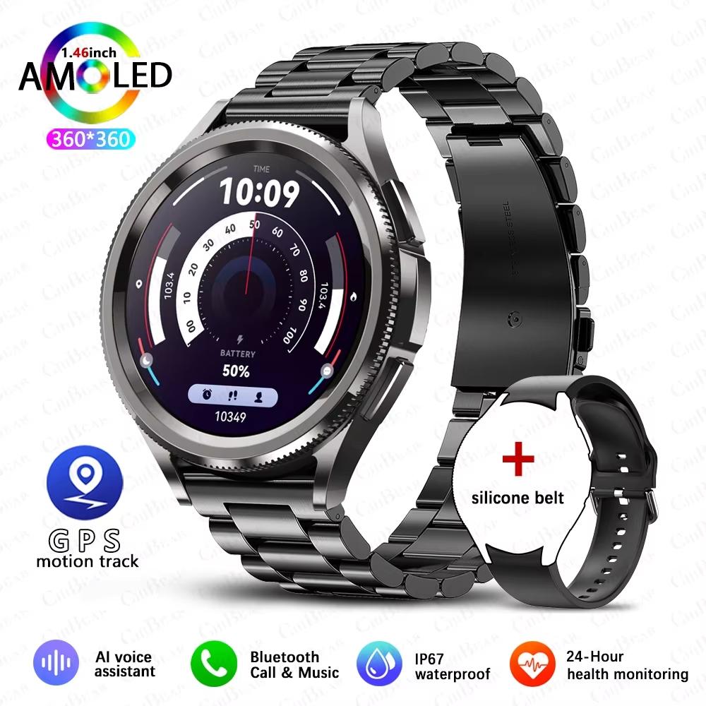2025 Neue Uhr 6 Smartwatch AMOLED Always On Display Bluetooth-Anruf GPS NFC Smartwatch Herren Damengesundheit für Android IOS steel schwarz von Joom DACH