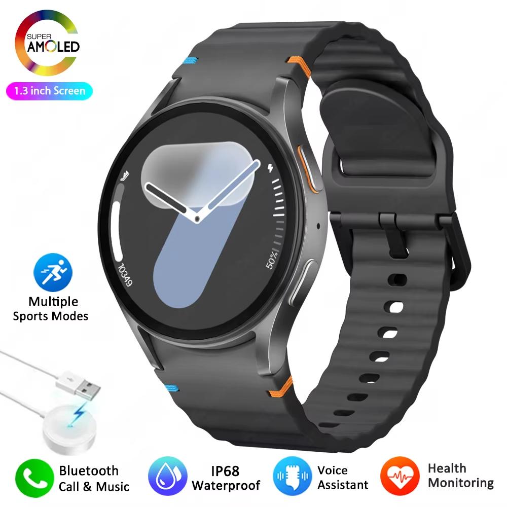 2025 Neue Uhr 7 Smartwatch Herren Damen AMOLED HD Bildschirm Kompass Herzfrequenz Fitness Sport Wasserdicht Bluetooth Anruf Smartwatch schwarz von Joom DACH
