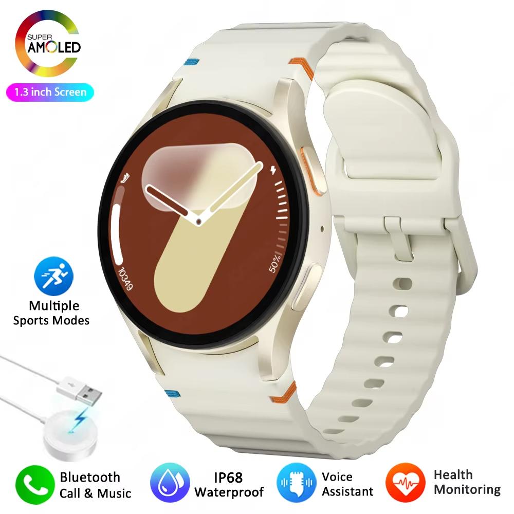 2025 Neue Uhr 7 Smartwatch Herren Damen AMOLED HD Bildschirm Kompass Herzfrequenz Fitness Sport Wasserdicht Bluetooth Anruf Smartwatch weiß von Joom DACH