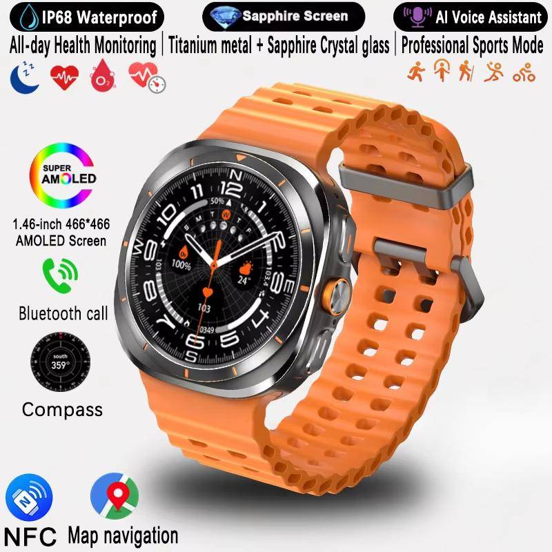 2025 Neue Uhr 7 Ultra GPS-Tracking Smartwatch Herren Amoled-Bildschirm Herzfrequenz Bluetooth-Anruf NFC Sport Smartwatch orange von Joom DACH