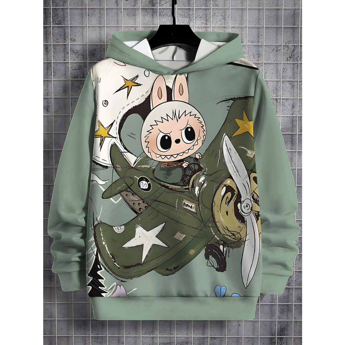 2025 Neuer LABUBU Bedruckter Kinder-Hoodie Niedlicher Cartoon-Stil Mädchen-Hoodie Sportbekleidung Mode Vielseitiges Oberteil 130 von Joom DACH