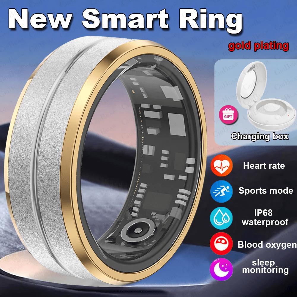 2025 Neuer Smartring Herren Damen Wasserdicht Herzfrequenz Blutsauerstoff Schlafgesundheitsmonitor Sport Fitness Gesundheitsring Android iOS 10 gold/silber von Joom DACH