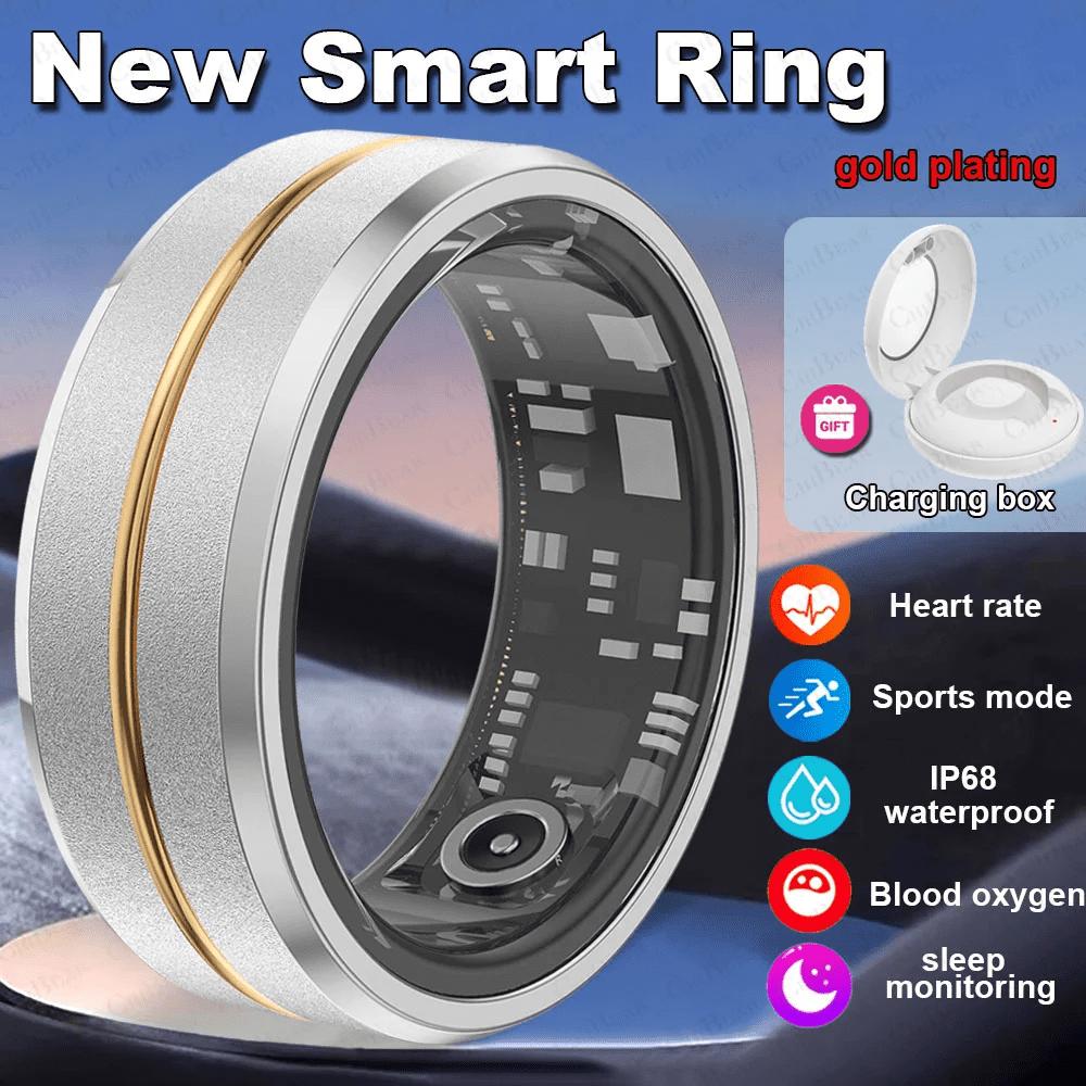 2025 Neuer Smartring Herren Damen Wasserdicht Herzfrequenz Blutsauerstoff Schlafgesundheitsmonitor Sport Fitness Gesundheitsring Android iOS 8 silber/gold von Joom DACH