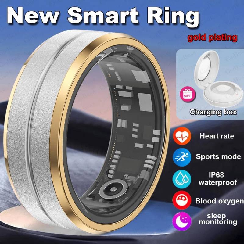 2025 Neuer Smartring Herren Damen Wasserdicht Herzfrequenz Blutsauerstoff Schlafgesundheitsmonitor Sport Fitness Gesundheitsring Android iOS 9 silber/gold von Joom DACH