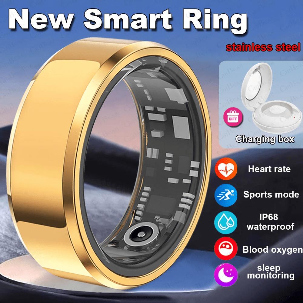 2025 Neuer Smartring Herren Damen Wasserdicht Herzfrequenz Blutsauerstoff Schlafgesundheitsmonitor Sport Fitness Gesundheitsring Android iOS 9 gold von Joom DACH