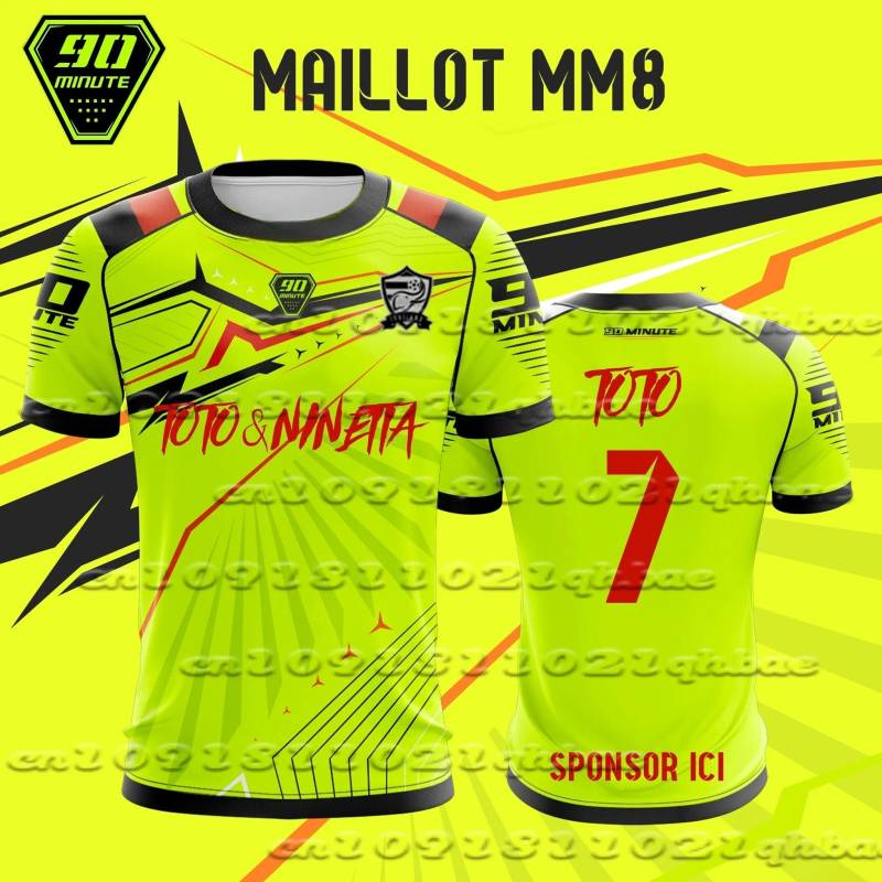 2025 Neues Herren-T-Shirt Maillot 90 Minute Toto & Ninetta Pré Bequem Lässig Atmungsaktiv Schweißabsorbierendes T-Shirt 2XS von Joom DACH
