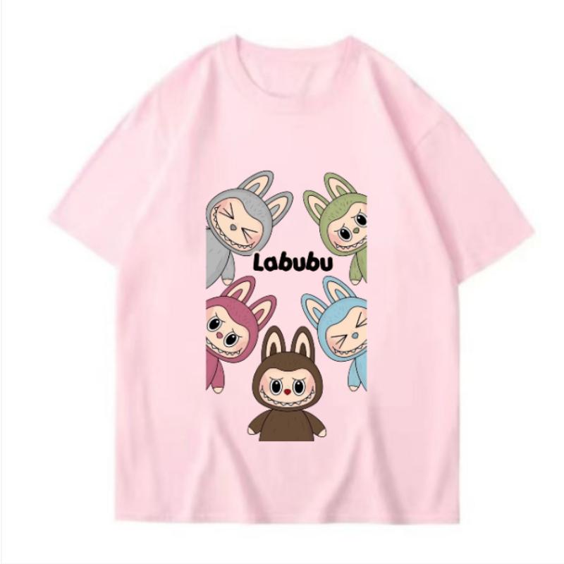 2025 Neues Labubu Niedlicher Haustierdruck Sommer-T-Shirt Herren Slim Ins Harajuku Kurzarm K2y Partner-Angleranzug 130 von Joom DACH