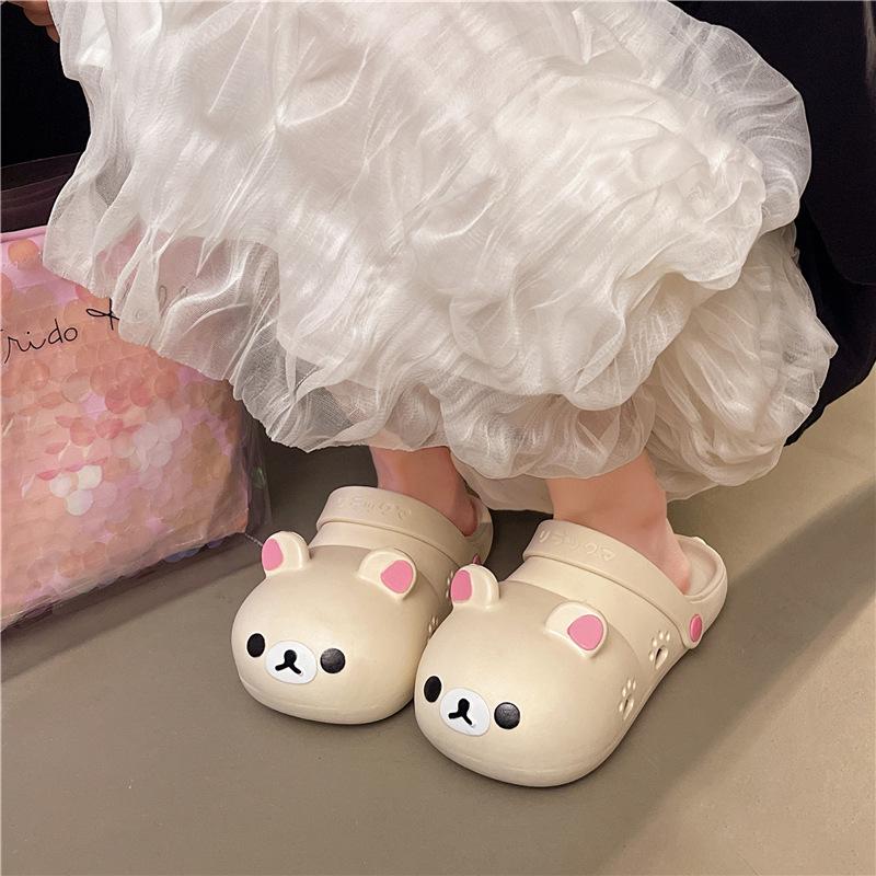 2025 Rilakkuma Ausgehöhlte PVC Clog Schuhe, Ganzjahres-Slipper, Rutschfeste Weichsohlen-Sandalen für Herren & Damen Size 38-39 von Joom DACH