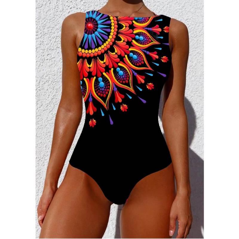 „2025 Rückenfreier Badeanzug für Damen mit europäischem und amerikanischem abstraktem Druck – INS-Stil“ L von Joom DACH