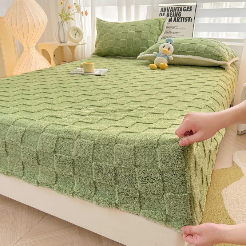 2025 Samt Geprägtes Spannbettlaken 3-teiliges Set: Winter Unifarbe, Hautfreundlicher Matratzenschoner 180x200 cm von Joom DACH