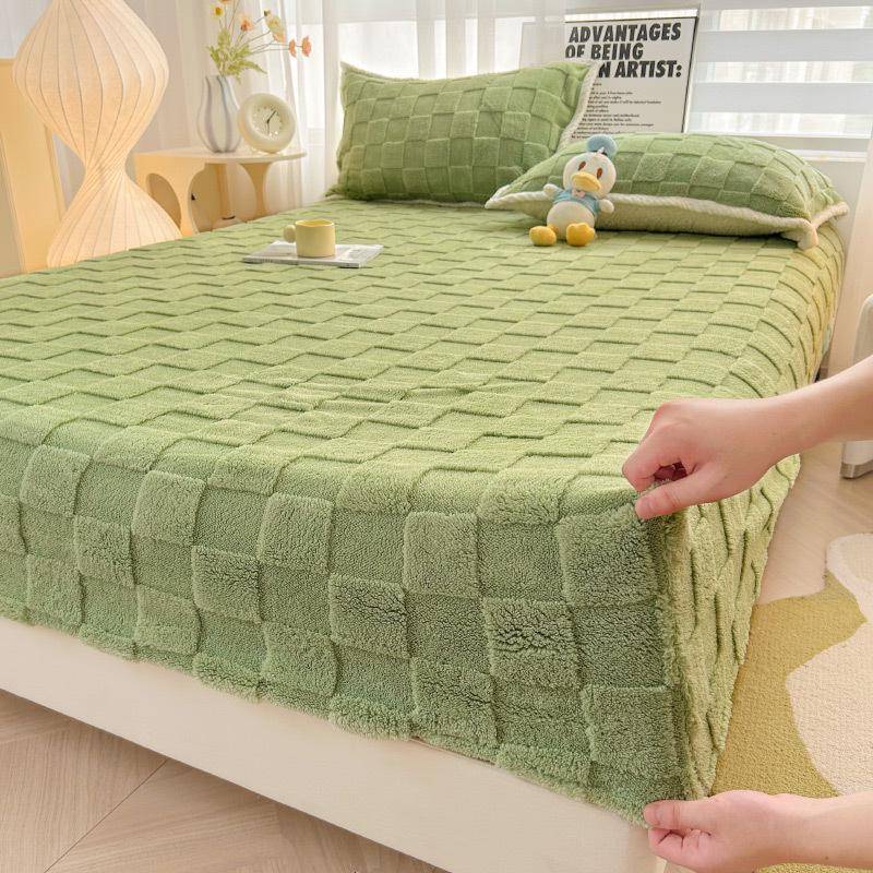 2025 Samt Geprägtes Spannbettlaken 3-teiliges Set: Winter Unifarbe, Hautfreundlicher Matratzenschoner 180x200 cm von Joom DACH