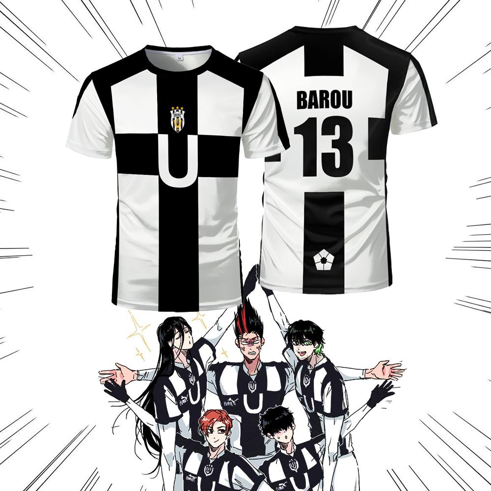 2025 Sommer Fünf-Personen-Muster VL Replika Anime Uber Blue Lock Volldruck Herren T-Shirt Cosplay Fußballtrikot Futsal Muster T-Shirt L von Joom DACH
