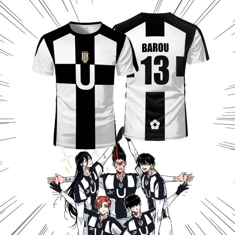 2025 Sommer Fünf-Personen-Muster VL Replika Anime Uber Blue Lock Volldruck Herren T-Shirt Cosplay Fußballtrikot Futsal Muster T-Shirt L von Joom DACH