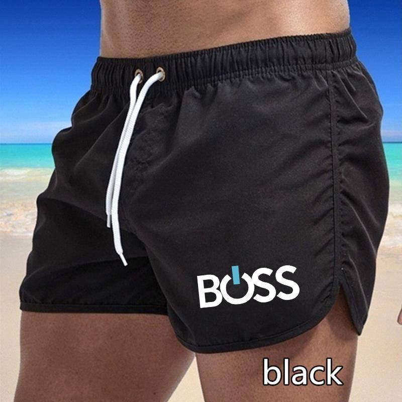 2025 Sommer Neu Herren Schnelltrocknende Badehose Sporthose Bademode Badeshorts Jogginghose Sport Kreativer Buchstabendruck 2XL schwarz von Joom DACH