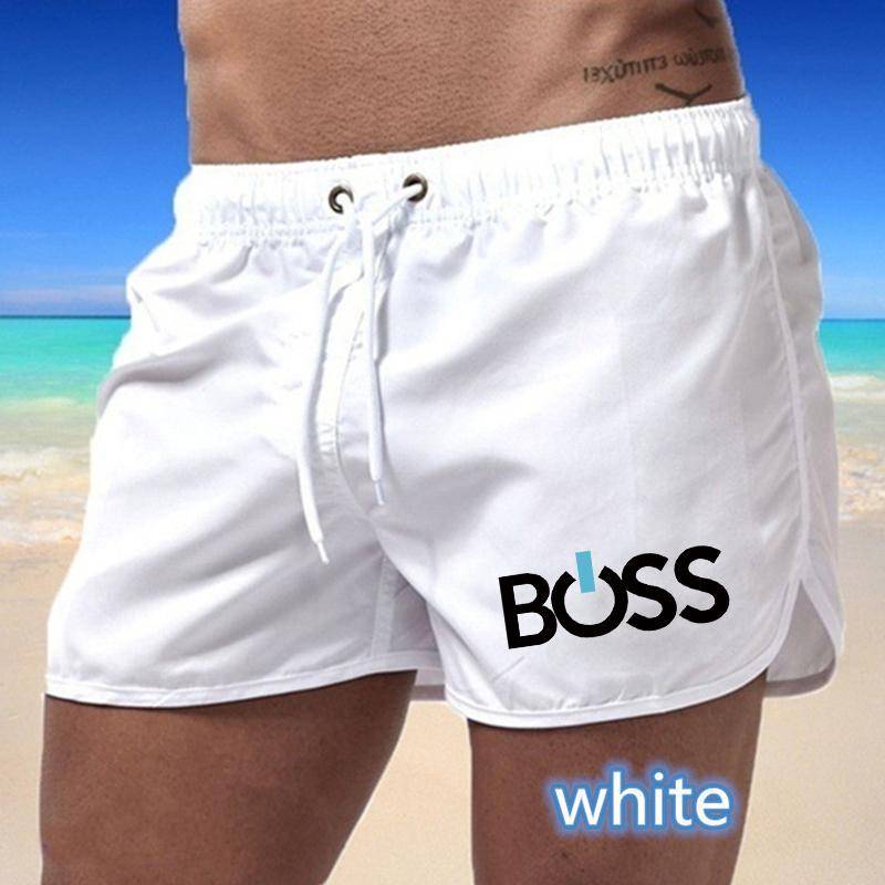 2025 Sommer Neu Herren Schnelltrocknende Badehose Sporthose Bademode Badeshorts Jogginghose Sport Kreativer Buchstabendruck 2XL weiß von Joom DACH